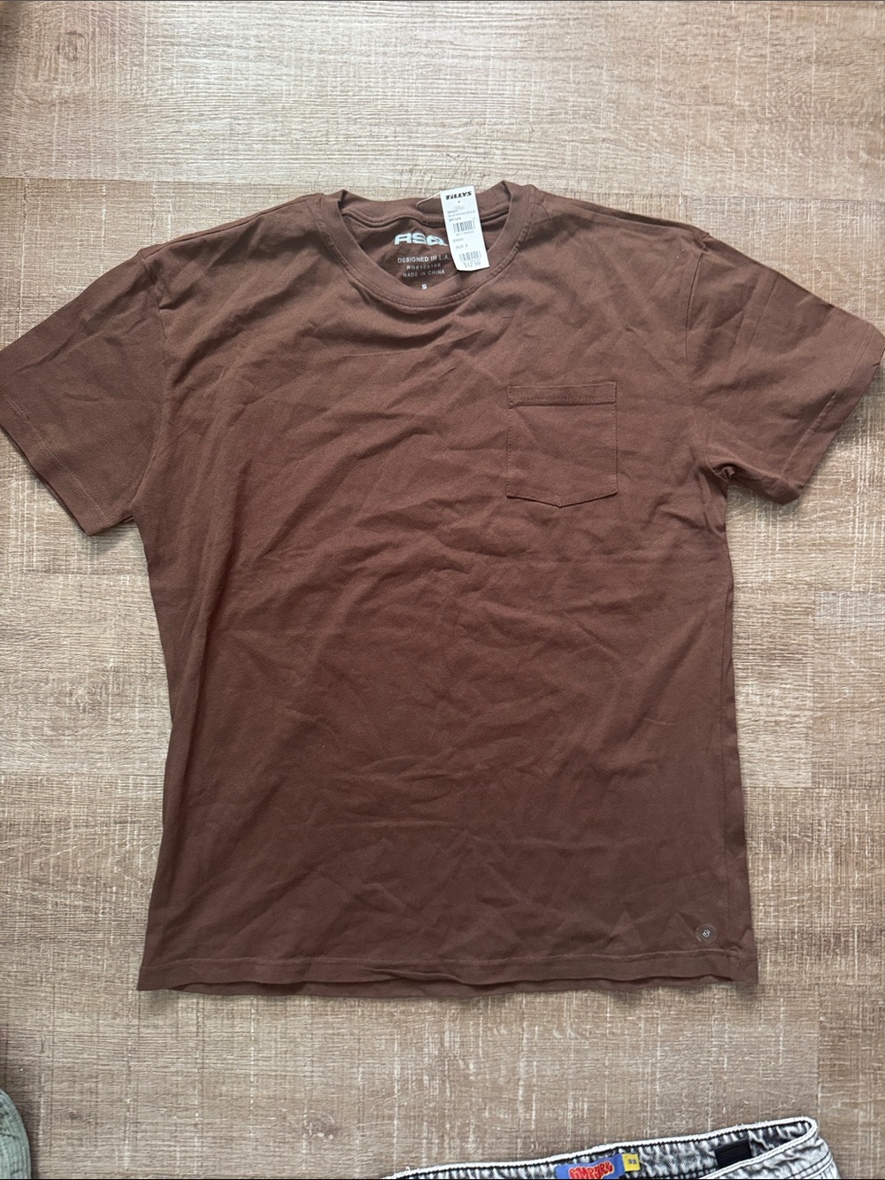 RSQ Men's Brown Short Sleeve Pocket Tee